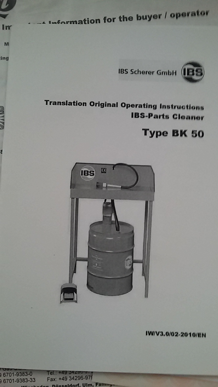 Устройство для очистки деталей IBS Parts Cleaner Type ВК-50